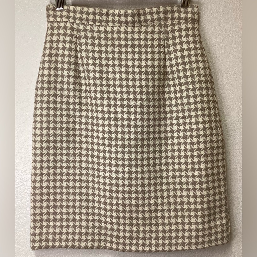 Vintage wool 100% skirt Houndstooth 14 petite